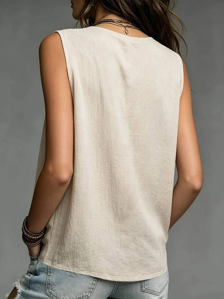 Reem - Blusa Sin Mangas Plisada Y De Corte Holgado