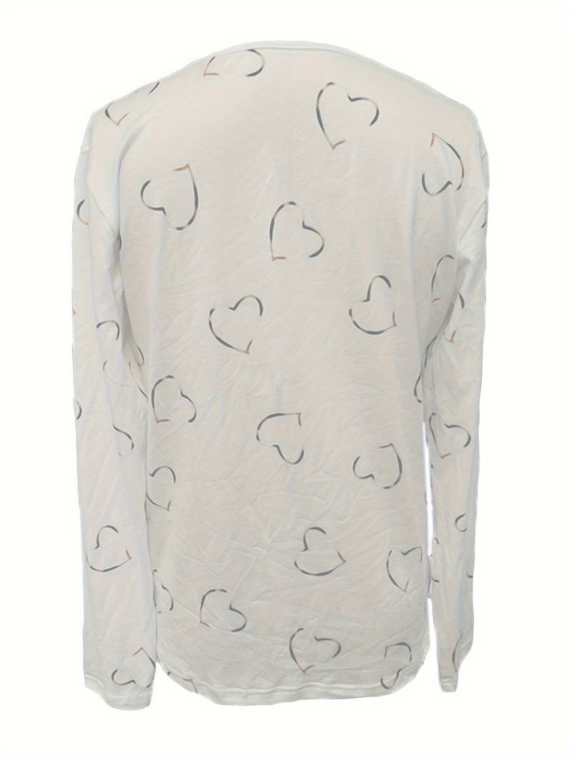 Romisha - Camiseta Con Estampado De Corazones y Cremallera