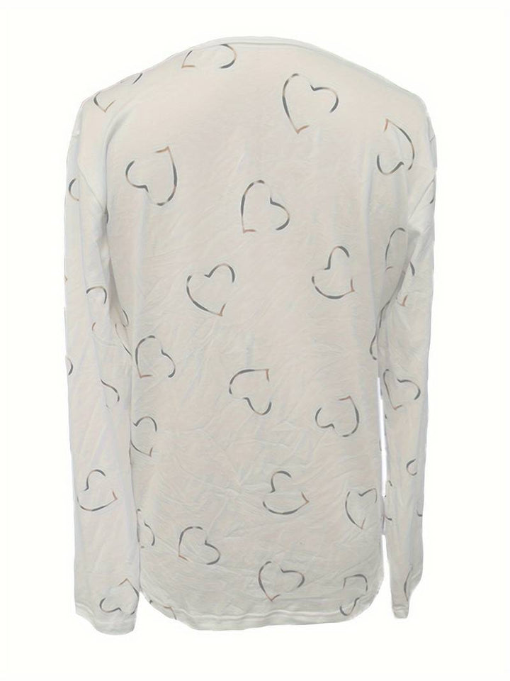 Romisha - Camiseta Con Estampado De Corazones y Cremallera