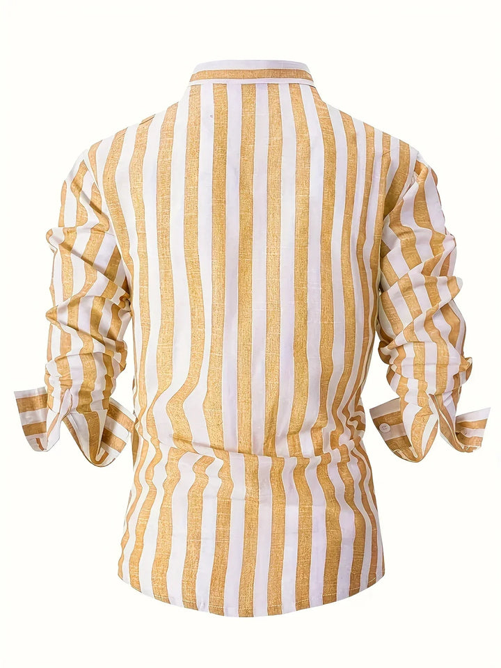 George - Camisa Elegante De Manga Larga a Rayas