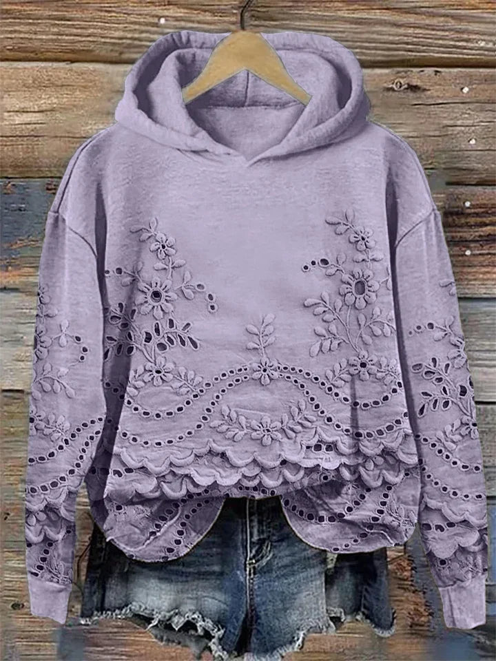 Leenja - Sudadera Con Capucha De Flores Texturizada Informal
