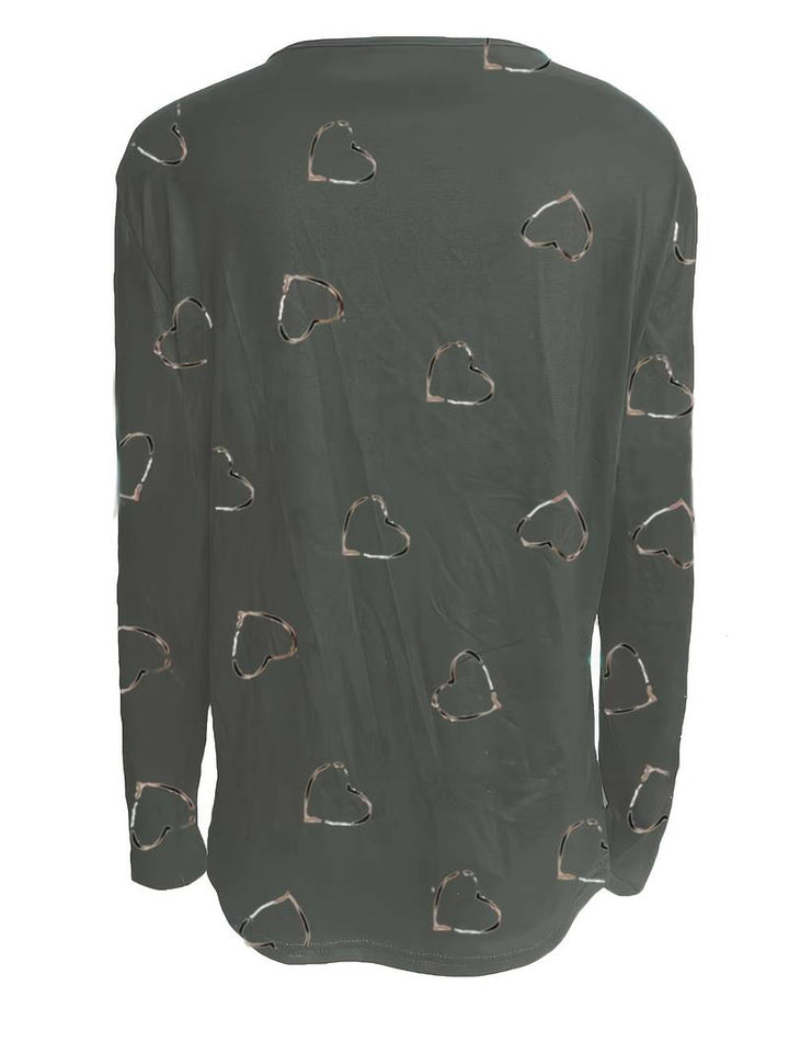 Romisha - Camiseta Con Estampado De Corazones y Cremallera