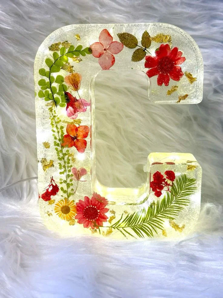 FloraShine - Lámpara Nocturna de Resina Con Flores Hecha a Mano