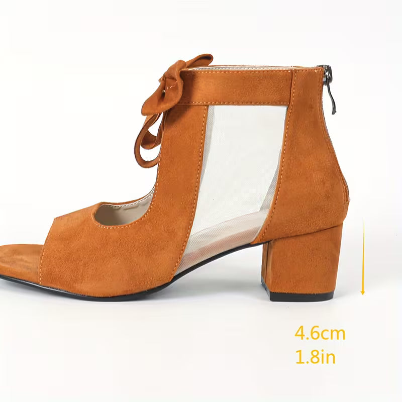 Thamali - Zapatos de Tacón Grueso Con Malla
