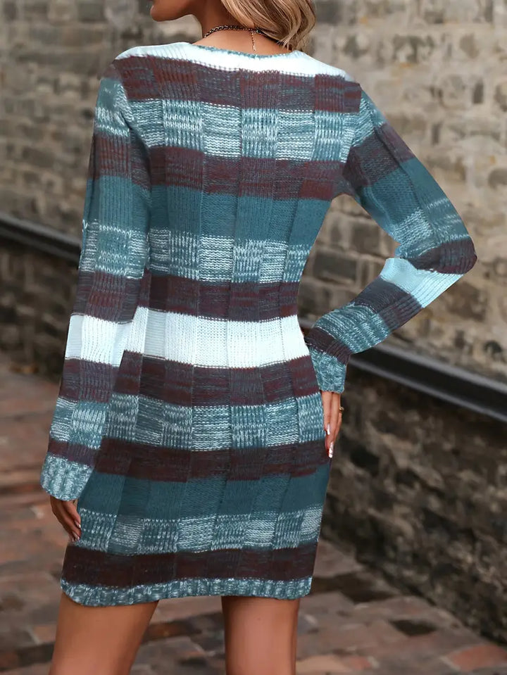 Begum - Casual Manga Larga Vestido De Suéter Con De Punto