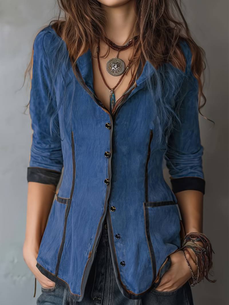 Yaara - Chaqueta Vintage Con Capucha y Manga Larga