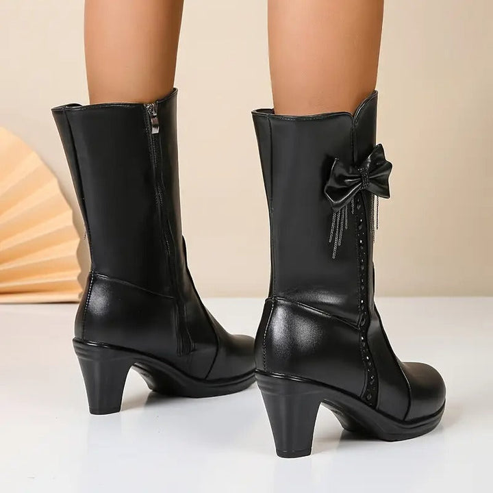 Nuccia - Botas Vintage De Cuero Con Lazo