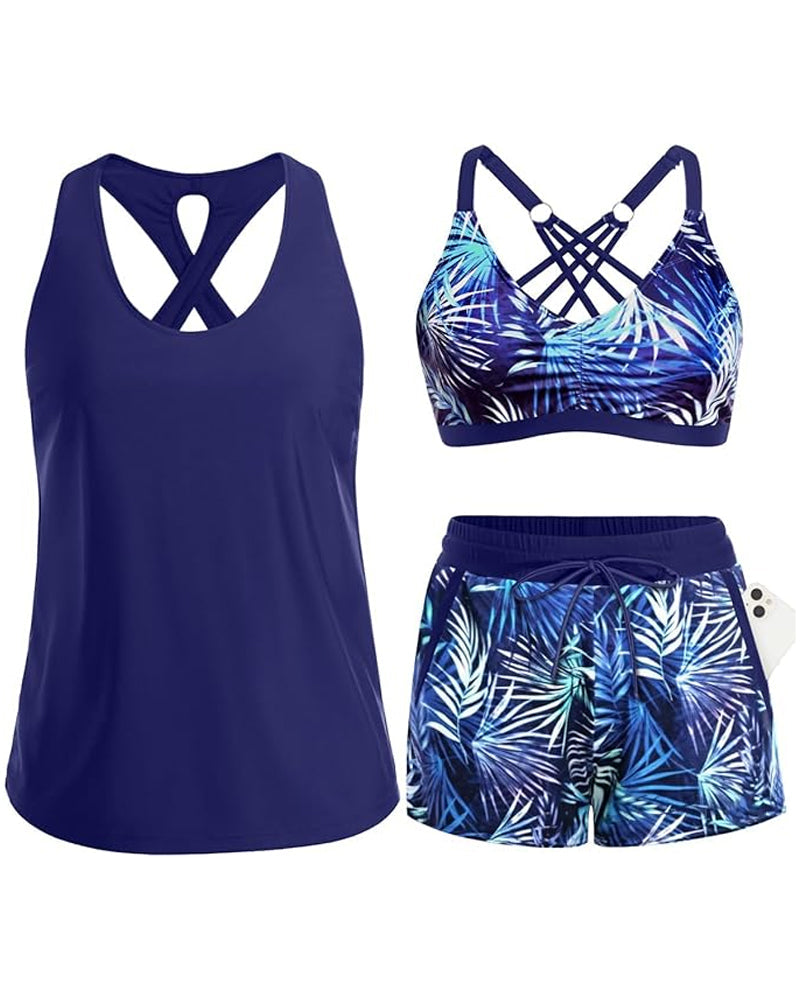 Meaghan - Conjunto De Tres Piezas Tankini Y Pareo