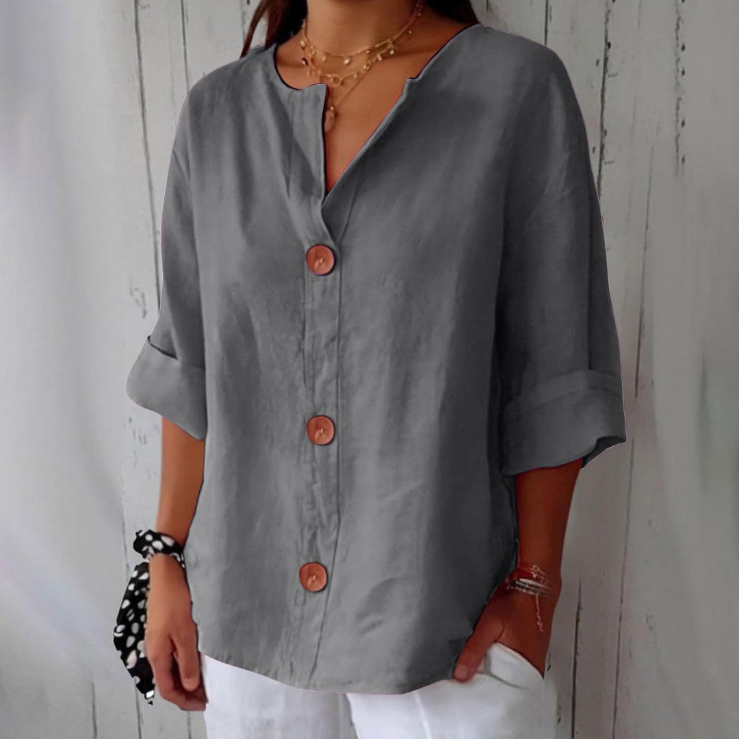 Maeve - Camisa De Algodón y Lino Con Cuello En V