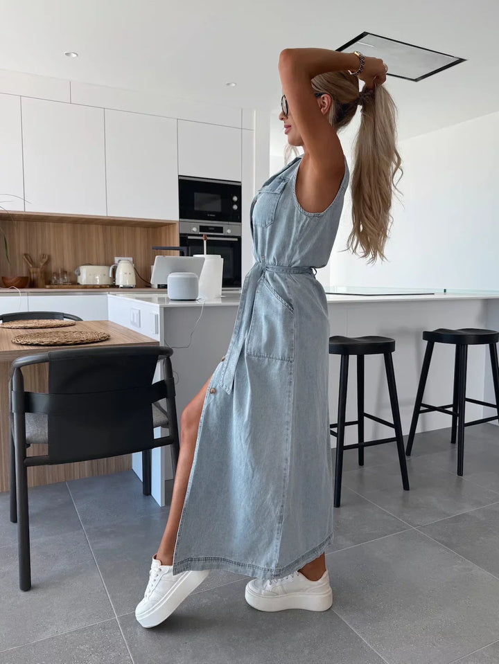 Jacinta - Elegante Vestido Largo Con Bolsillos