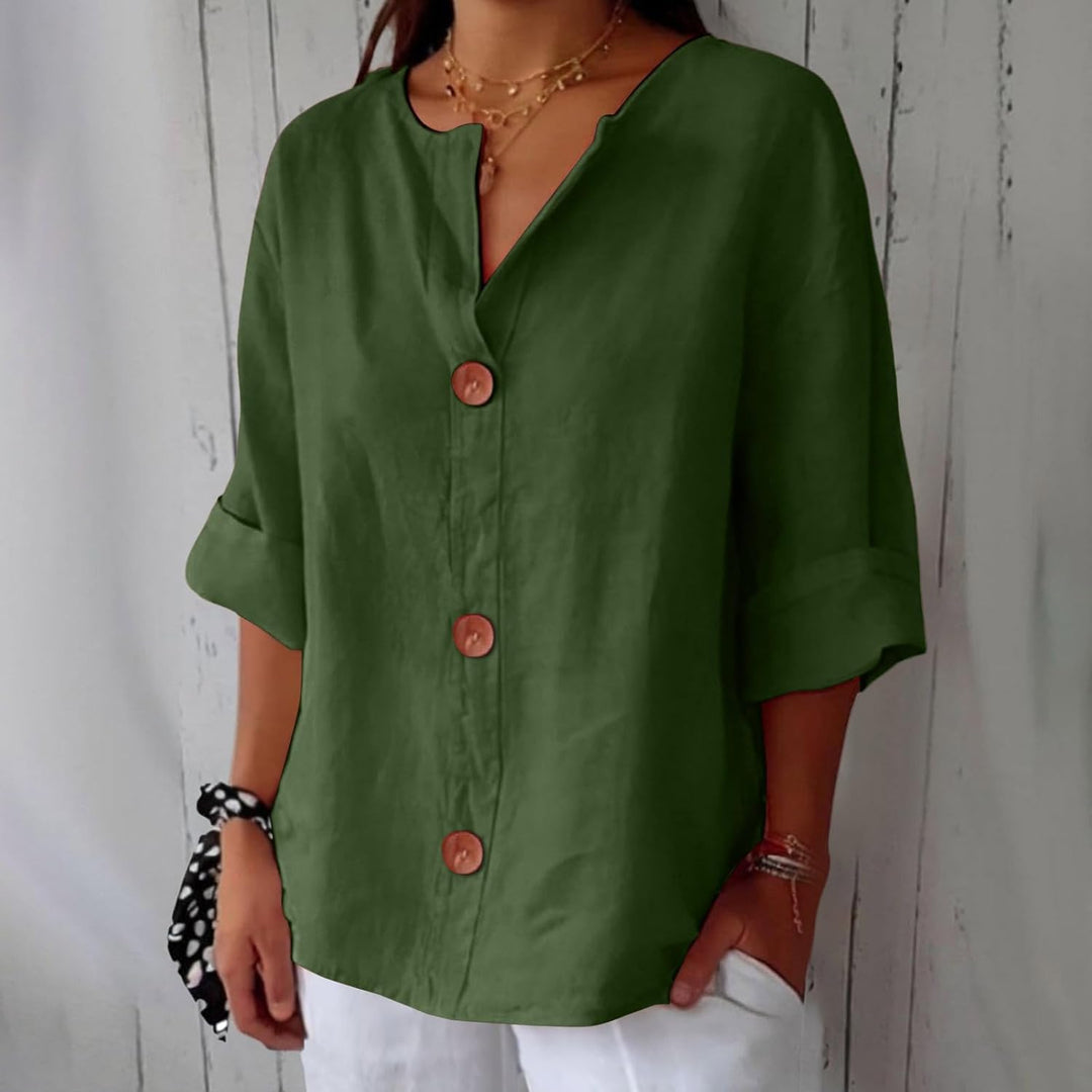Maeve - Camisa De Algodón y Lino Con Cuello En V