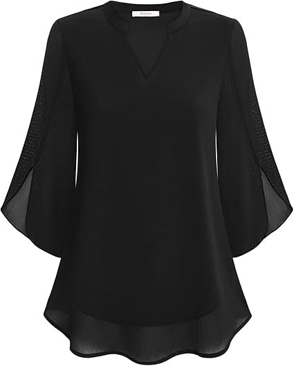 Marijana - Blusa De Gasa Con Cuello En V y Corte En A