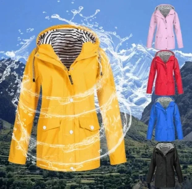 Ilektra - Elegante Manga Larga Impermeable Capuchado Chaqueta