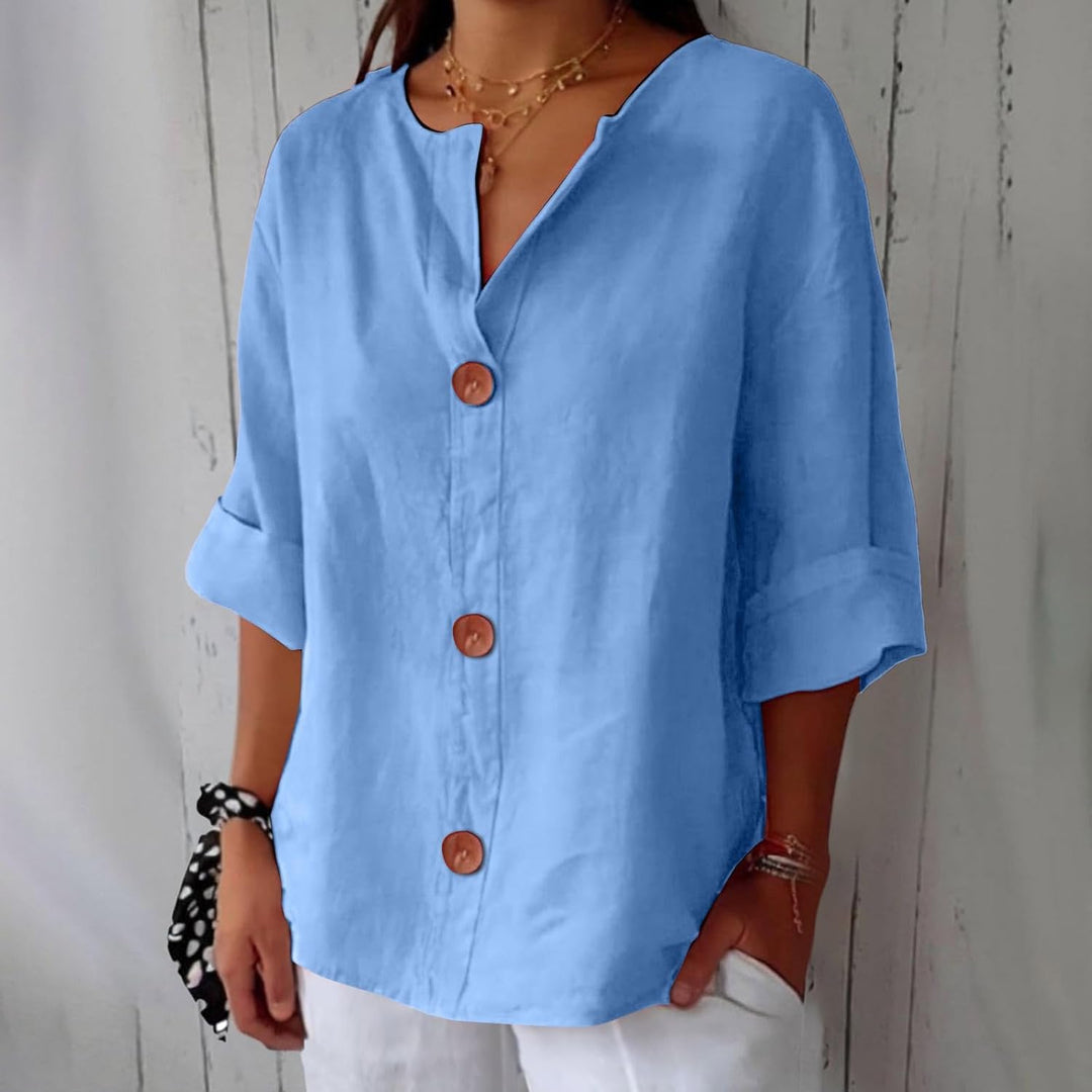 Maeve - Camisa De Algodón y Lino Con Cuello En V