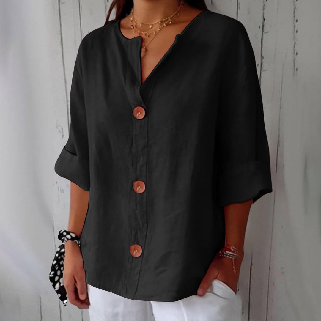 Maeve - Camisa De Algodón y Lino Con Cuello En V