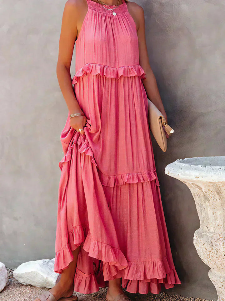 Hayley - Elegante Vestido Sin Mangas Con Volantes