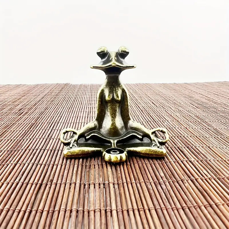 Meditoad - Elegante Portaincienso Con Forma De Rana Metálica