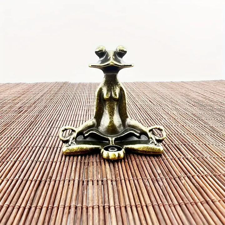 Meditoad - Elegante Portaincienso Con Forma De Rana Metálica