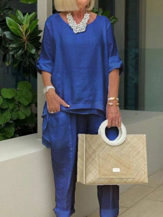 Danni - Traje Informal De 2 Piezas Con Cuello Redondo