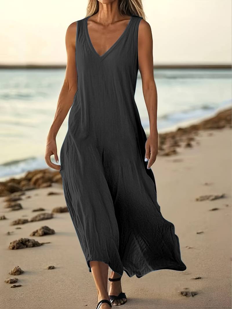 Brina - Elegante Vestido Largo Sin Mangas Con Cuello en V