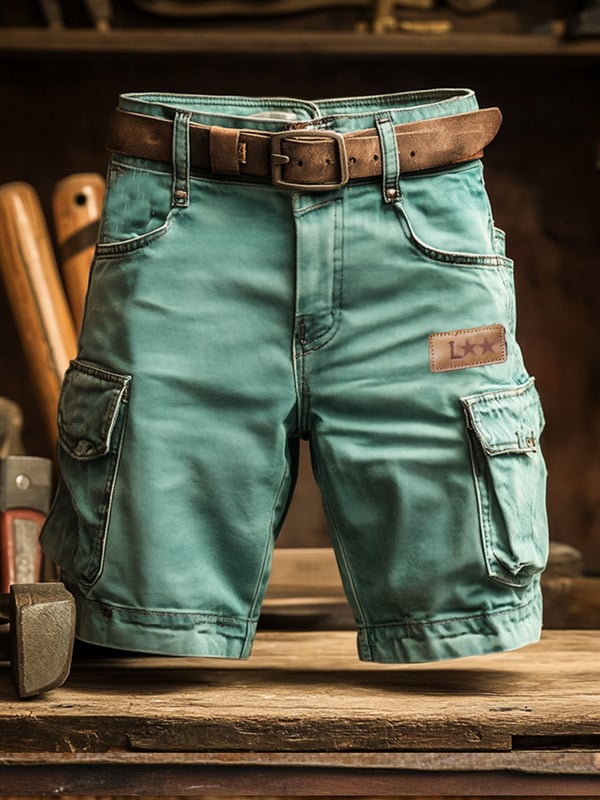 Pantalones Cortos Cargo Multiusos Retro Para Hombre Confeccionados En Tejido Ripstop Resistente al Desgaste