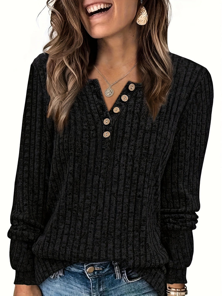 Keeler - Camiseta Henley De Manga Larga De Punto Acanalado Y Con Botones
