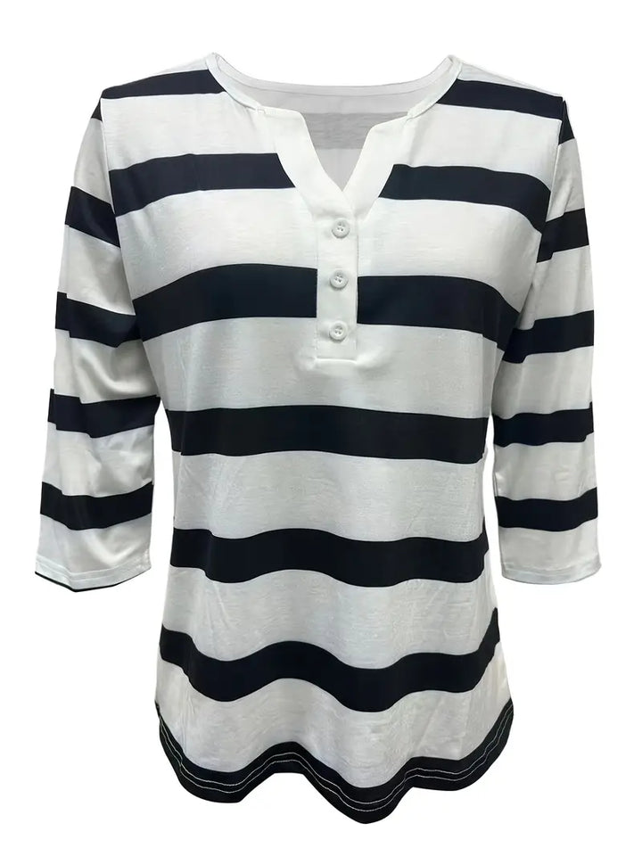 Dakota - Camiseta Informal Con Cuello En V Y Estampado A Rayas