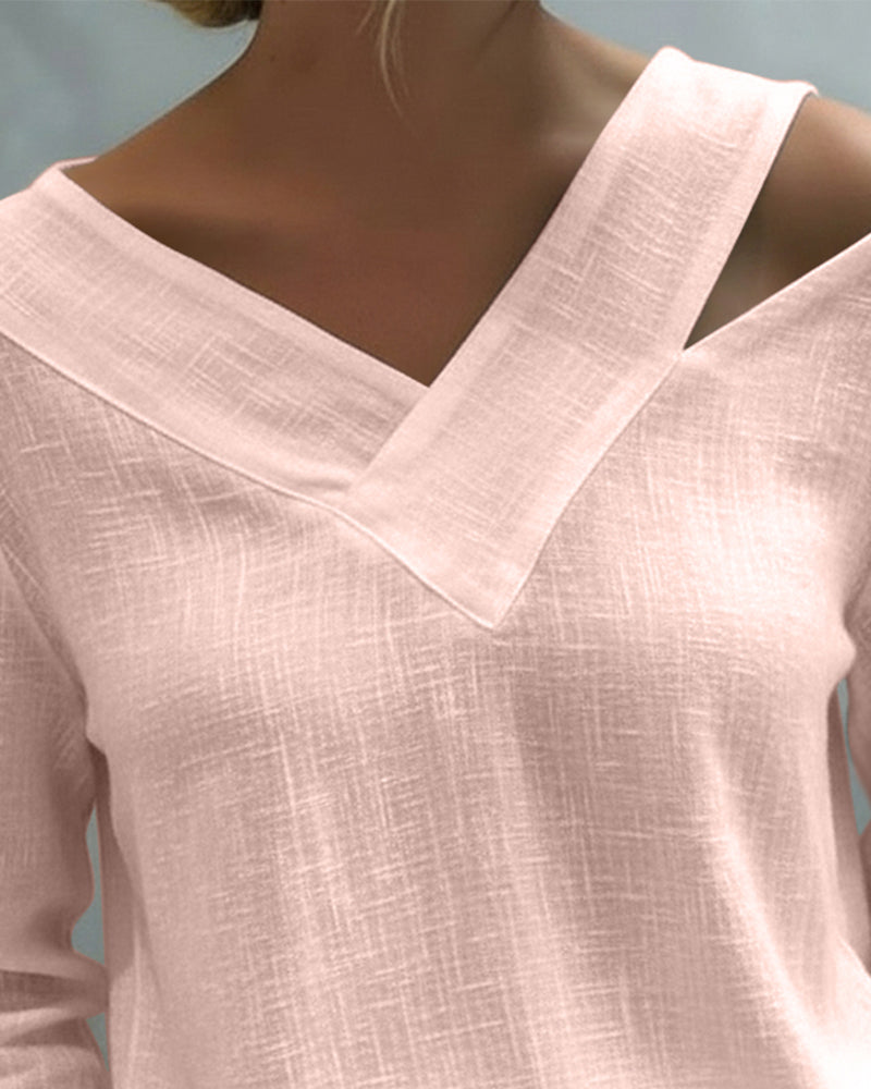 Makeeta - Elegante Top Con Cuello En V y Tirantes