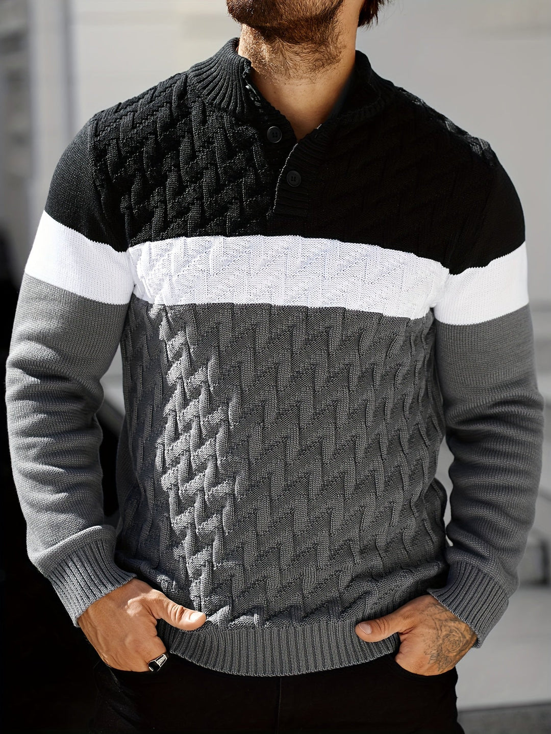 Lilfad - Jersey De Punto Informal Con Cuello De Pie