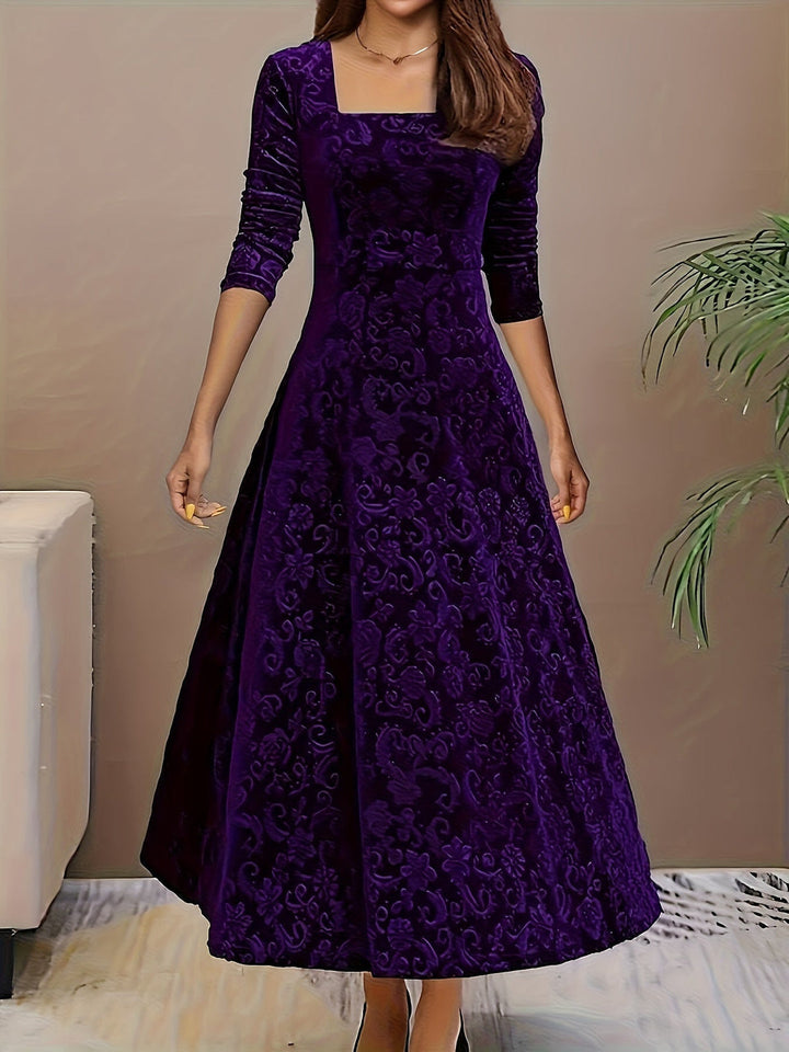 Otsuru - Elegante Vestido De Terciopelo de Manga Larga