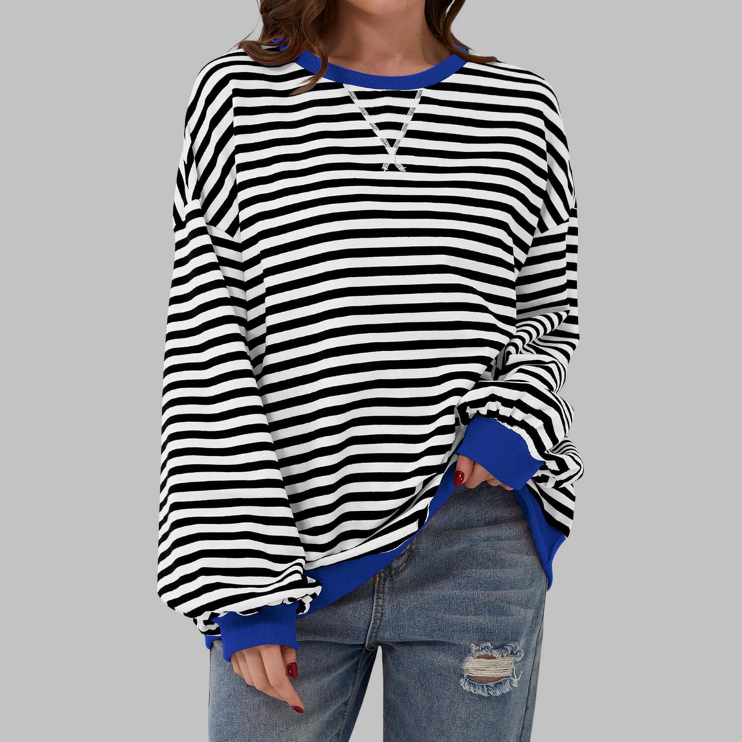 Melorna - Elegante Jersey De Manga Larga a Rayas