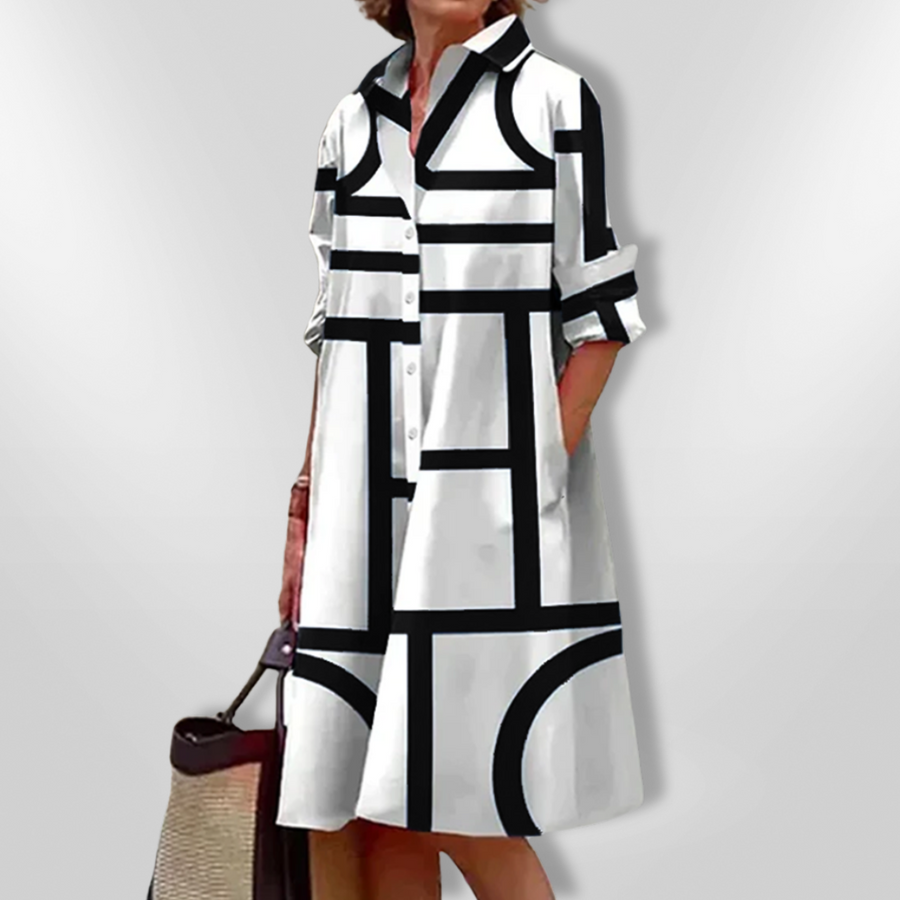 Lynna - Vestido Midi Informal Con Bolsillos Y Botones