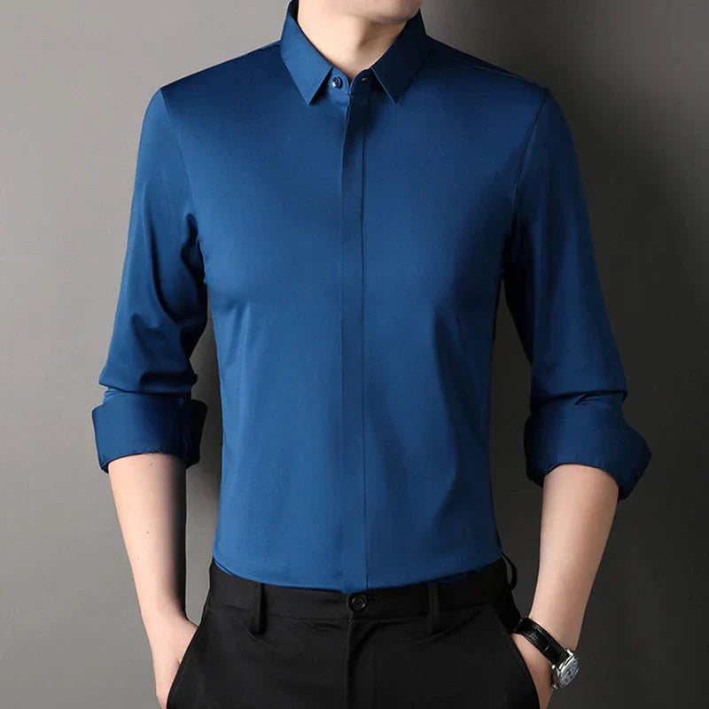 Kusek - Camisa Elegante Elástica y Sin Arrugas