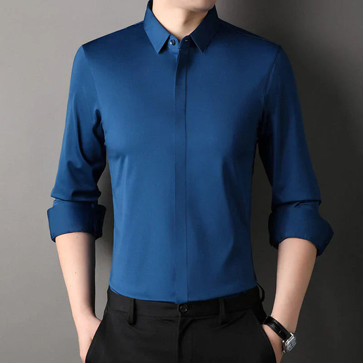Kusek - Camisa Elegante Elástica y Sin Arrugas