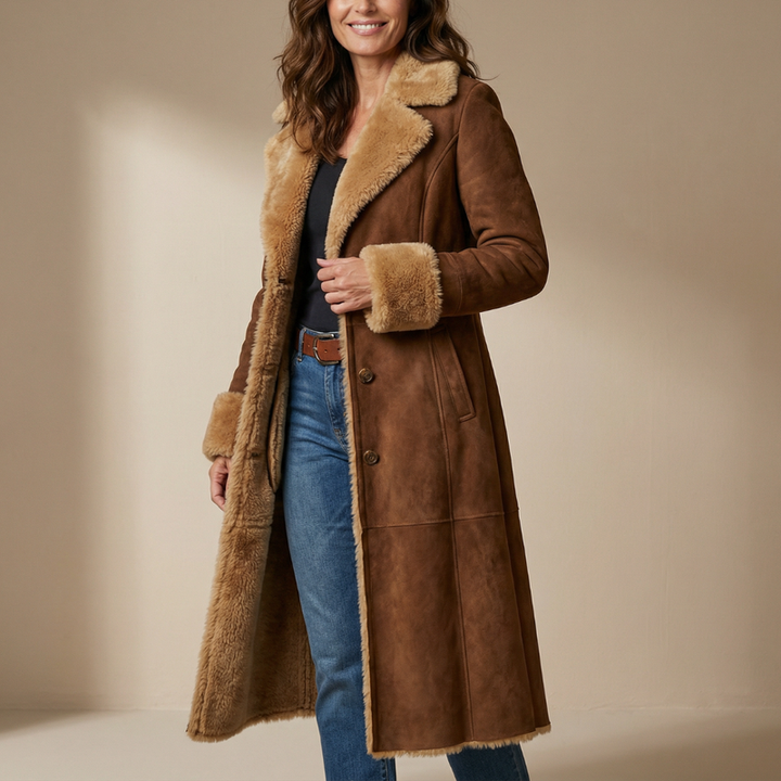 Zeeta - Abrigo Largo Vintage Con Pelo Sintético