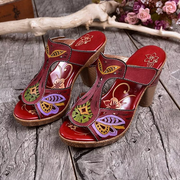 Ariana - Sandalia de Tacón Con Estampado de Folwer