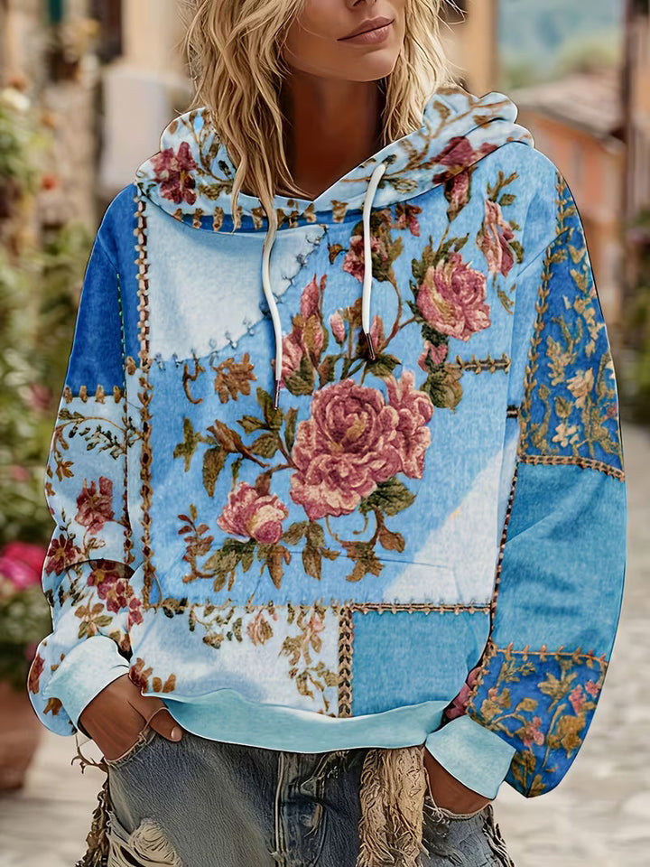 Norella - Sudadera Con Capucha De Manga Larga Y Diseño Floral De Patchwork