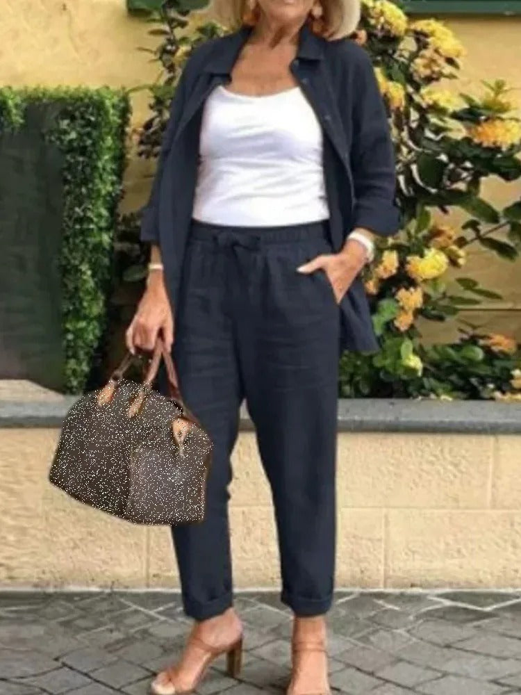 Henna - Conjunto de Camisa de Manga Larga y Pantalones