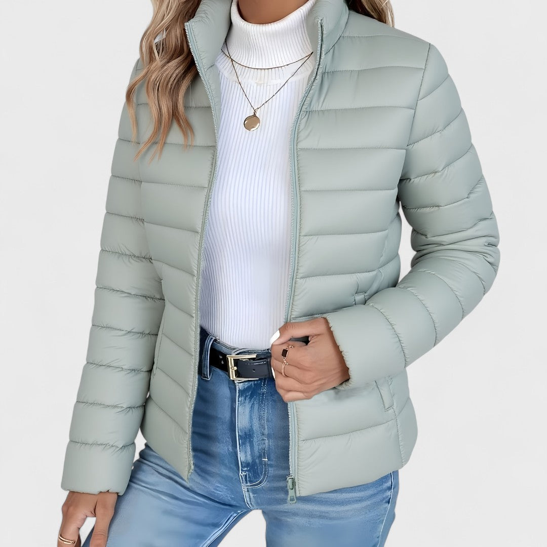 Simone - Elegante Chaqueta Larga Con Cuello