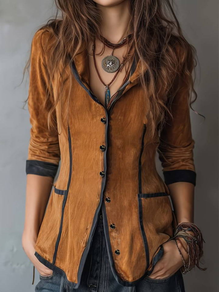 Yaara - Chaqueta Vintage Con Capucha y Manga Larga