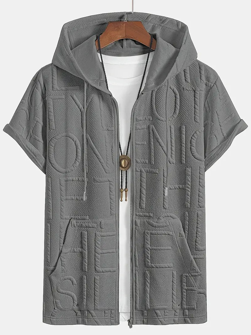 Henryk - Elegante Sudadera Con Capucha Manga Corta y Cremallera