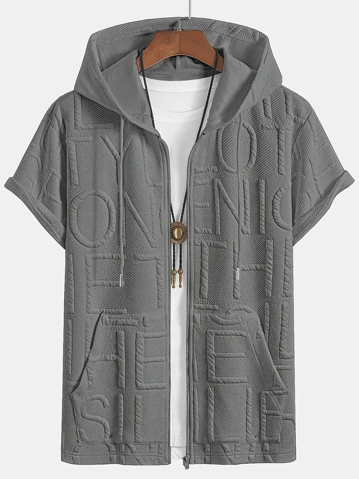 Henryk - Elegante Sudadera Con Capucha Manga Corta y Cremallera