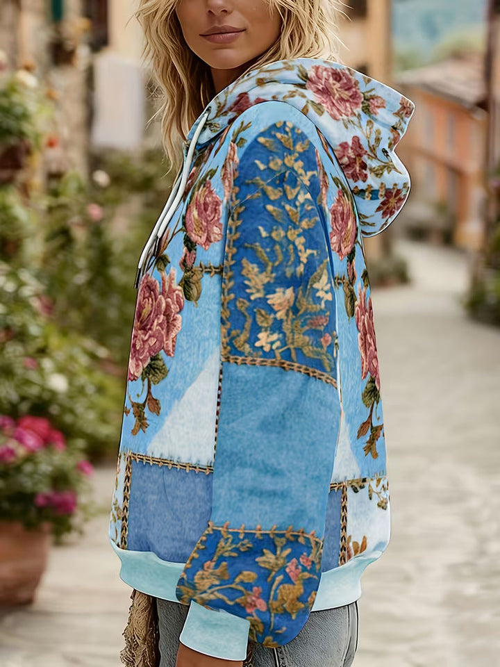 Norella - Sudadera Con Capucha De Manga Larga Y Diseño Floral De Patchwork