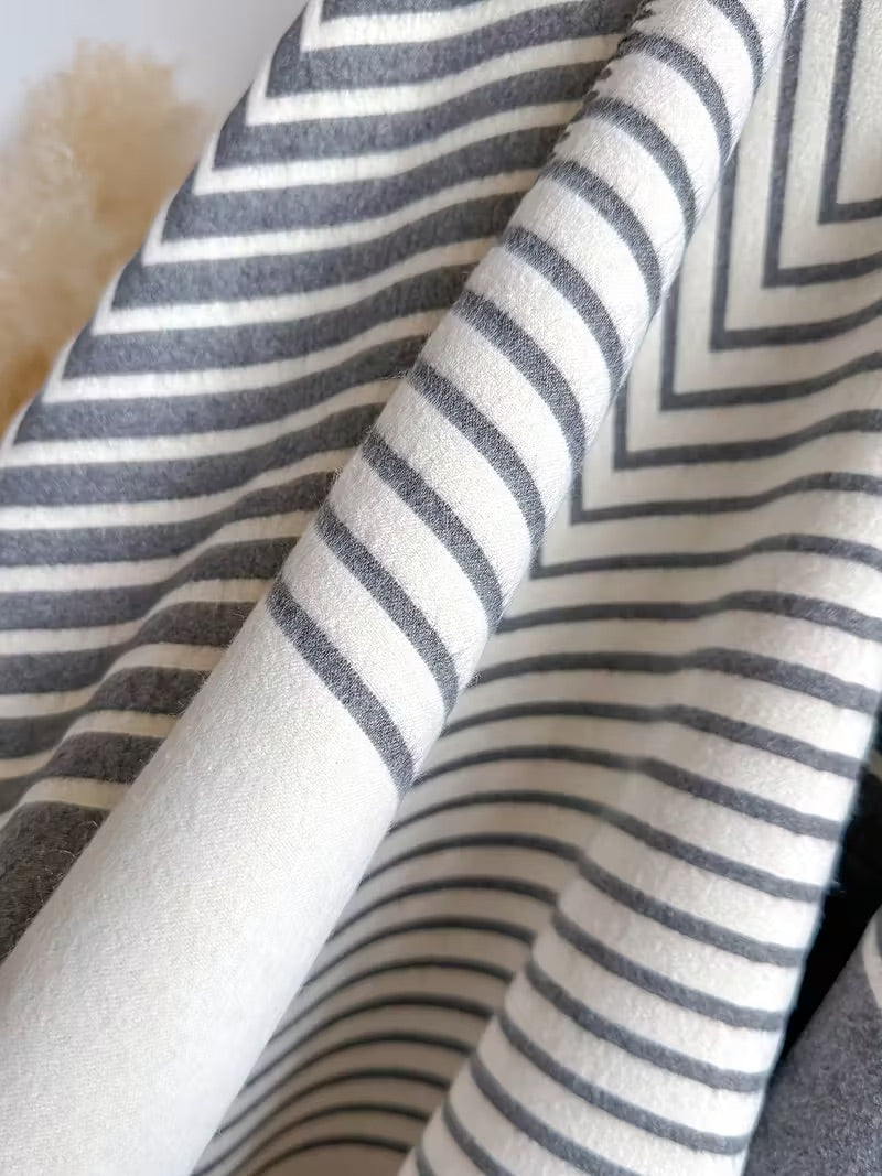 Taisija - Chal Reversible De Jacquard a Rayas En Imitación Cachemira