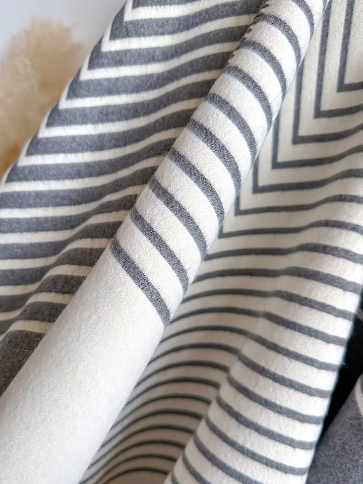 Taisija - Chal Reversible De Jacquard a Rayas En Imitación Cachemira