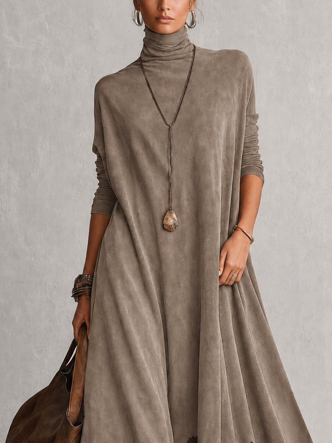Albria - Vestido Largo de Manga Larga con Estilo Vintage