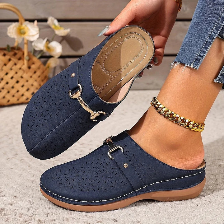 Hailen - Mules Tipo Mocasín Sin Cordones Con Estampado Floral Informal