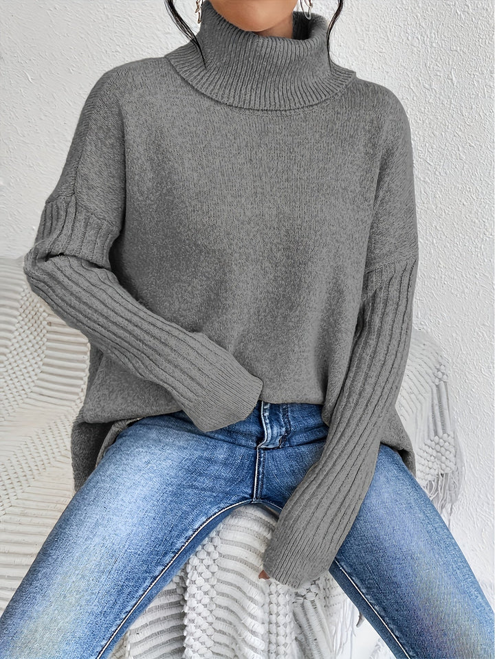 Tahlia - Jersey Informal De Manga Larga y Cuello Alto
