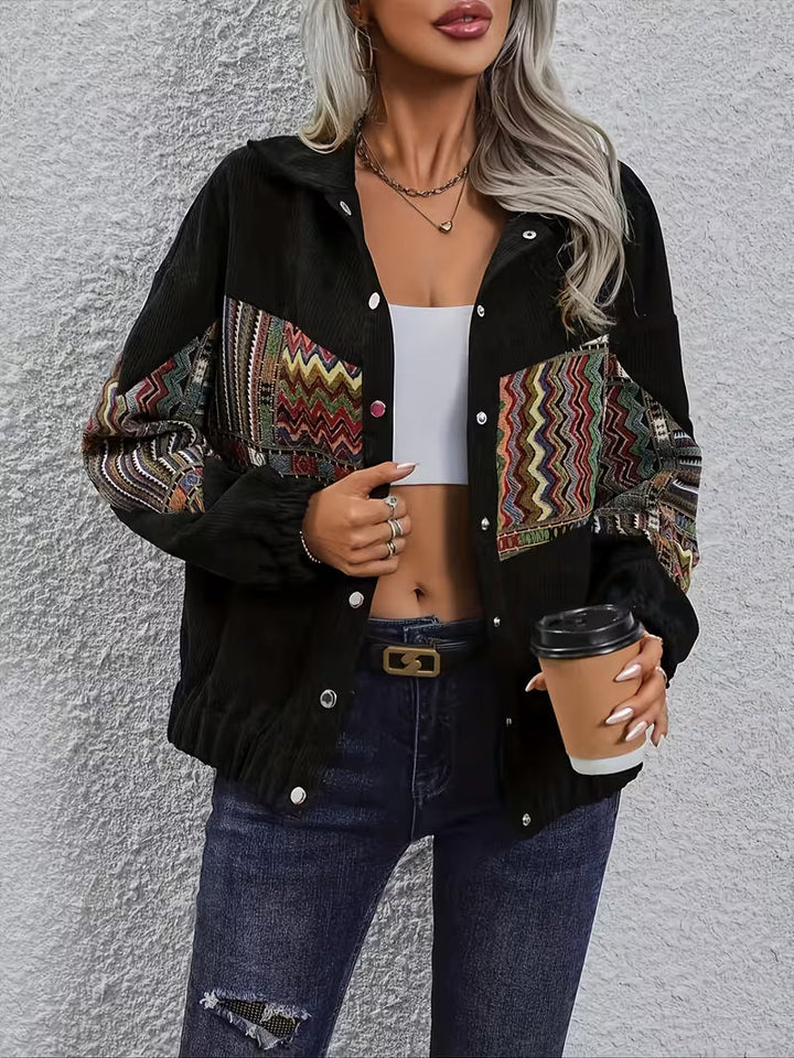 Denyque - Chaqueta Con Patchwork Geométrico Multicolor y Solapas