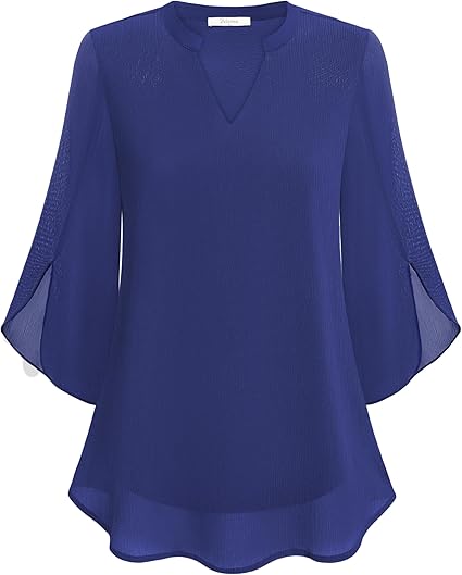 Marijana - Blusa De Gasa Con Cuello En V y Corte En A